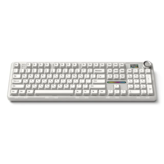 AULA F108Pro 유무선 아우라 독거미 LCD 기계식키보드 국내정품 크리스탈 화이트, 세이야축