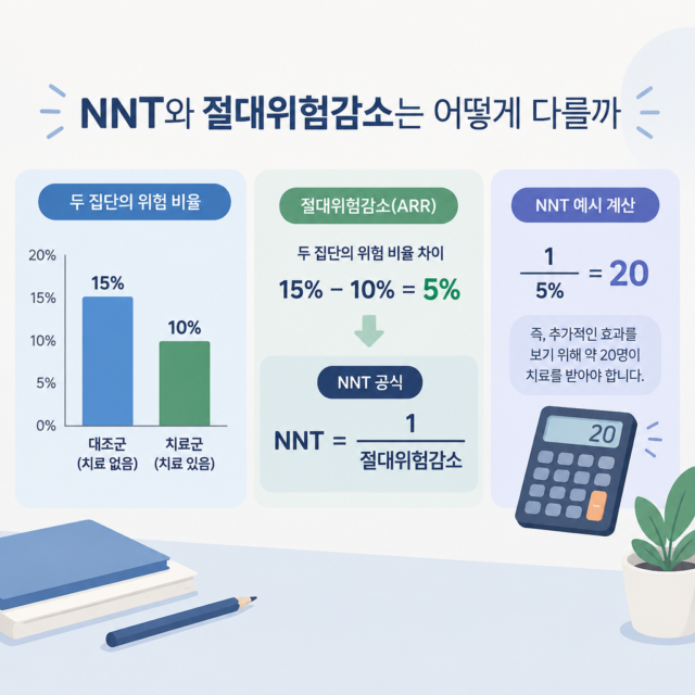 AI 생성 설명 이미지: 안산한의원 한음한방신경정신과한의원 안산점 | NNT와 절대위험감소는 어떻게 다를까
